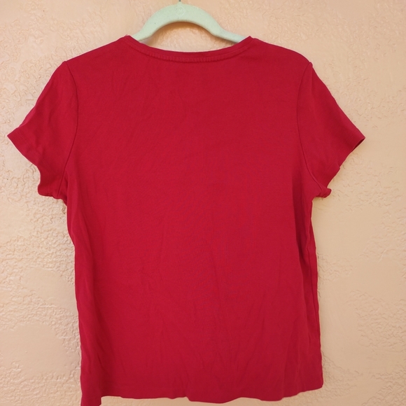 Red St.John Bay Short Sleeves Tshirt Cotton Pull Over Size Petite ( PL) - Picture 9 of 13